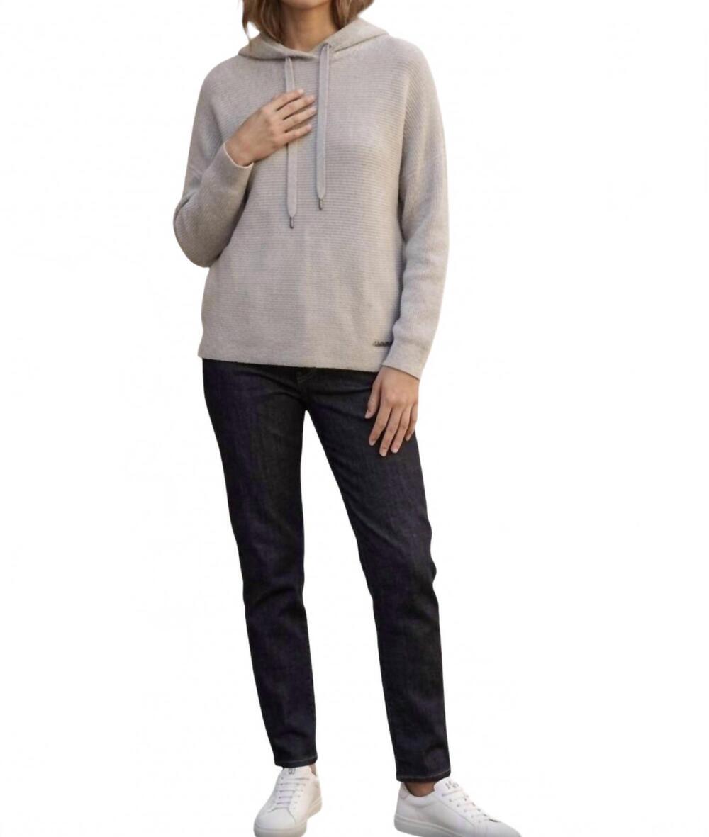 NEW BRUNELLO CUCINELLI rib knit hoodie in light grey